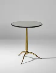 Side table by Osvaldo Borsani, circa 1948, Brass, painted wood, clear glass, sold Apr 2018