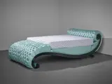 Edward James and Norris Wakefield, Important and unique bed, designed for the Map Room, Monkton House, West Sussex, circa 1935, Ebony, fabric