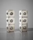 Jean Desprès, Important pair of vases, circa 1936, Silver-plated brass