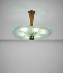 Ceiling light, model no. 1748 by Max Ingrand, circa 1957, Chiseled-glass, acid-polished glass, brass, sold Apr 2018