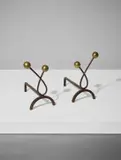 Jean Royere, Pair of 'Boules' andirons