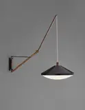 Adjustable wall light by Stilnovo, circa 1955, Painted aluminium, brass, painted steel, acrylic, cord, sold Apr 2018