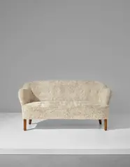 Flemming Lassen, Sofa, late 1940s, Ash, sheepskin