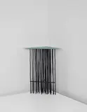 Howard Meister, Unique 'Twilight' table, 1989, Painted steel, opaque glass