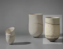 'Speckled, olive base, haloed granite rim' pot by Jennifer Lee, 2002, Stoneware, sold Apr 2018