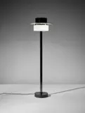 Early 'Ratrih' standard lamp by Ettore Sottsass, 1994, Painted aluminium, chromium-plated metal, anodised aluminium, coloured glass, sold Apr 2018