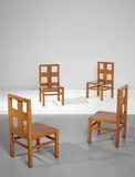 Shiro Kuramata, Rare set of four dining chairs, designed for the SOSEIKAN House, Takarazuka, Hyogo