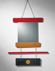 Ettore Sottsass, Composizione di elementi di legno colorato e specchio, il tutto unito da funi di canapa, designed for Galleria Arform, Milan, 1959, Painted pine, mirrored glass, hemp