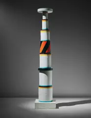 Unique totem, no. 18 by Ettore Sottsass, 1966, Glazed earthenware, painted oak, sold Apr 2018
