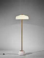 Rare standard lamp by Ignazio Gardella, 1960s, Marble, brass-plated steel, brass, painted aluminium, opaque glass, sold Apr 2018