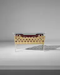 Carlo Paccagnini, Coffee table with magazine rack, designed for a private commission, Milan, circa 1950, Painted steel, painted tubular steel, glass