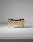 Carlo Paccagnini, Coffee table with magazine rack, designed for a private commission, Milan, circa 1950, Painted steel, painted tubular steel, glass