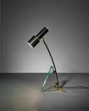 Fontana Arte, Rare table lamp, circa 1961, Painted steel, painted aluminium, brass, glass