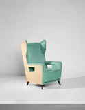 Gio Ponti, Rare armchair, circa 1950, Walnut, fabric