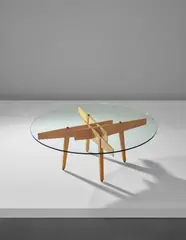 Coffee table by Gio Ponti, 1953-1954, Ash, glass, brass, sold Apr 2018
