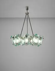 Ceiling light, model no. 2088 by Max Ingrand, circa 1959, Partially opaque glass, nickel-plated brass, nickel-plated tubular brass, sold Apr 2018