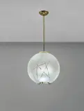Fontana Arte, Rare ceiling light, circa 1958, Etched glass, brass, painted aluminium
