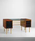 Desk by Gio Ponti, 1930s, East Indian rosewood-veneered wood, painted wood, anodised aluminium, glass, sold Oct 2018