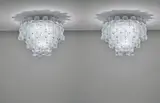 Venini, Pair of rare and large 'Balloton' chandeliers, circa 1962, Balloton glass, painted steel, painted aluminium, brass