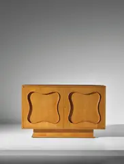 Jean Royere, 'Trèfle' sideboard, circa 1960, Oak, oak-veneered wood, brass