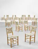 Charlotte Perriand, Set of sixteen dining chairs, model no. 19, from 'L’Équipement de la Maison' series, Grenoble