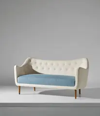 Sofa, model no. BO64 by Finn Juhl, designed 1948, Fabric, teak, sold Oct 2018