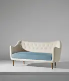 Sofa, model no. BO64 by Finn Juhl, designed 1948, Fabric, teak, sold Oct 2018