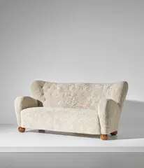 Märta Blomstedt, Sofa, circa 1939, Birch, sheepskin