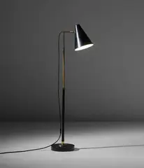 Giuseppe Ostuni, Adjustable standard lamp, circa 1955, Painted aluminium, brass, painted metal