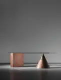 Lella Vignelli and Massimo Vignelli, 'Kono' desk, circa 1984, Granite, patinated copper, glass