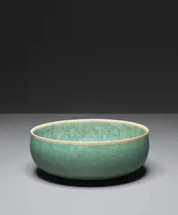 Bowl by Alev Ebüzziya Siesbye, 1981, Stoneware, green glaze with unglazed band, sold Oct 2018