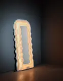 Early 'Ultrafragola' mirror, from the series 'Mobili Grigi' by Ettore Sottsass, designed 1969, produced circa 1970, Acrylic, neon, mirrored glass, painted plywood, sold Oct 2018