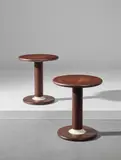Pair of 'Rocchettone' side tables, model no. T. 44 by Ettore Sottsass, circa 1965, Teak, painted wood, sold Oct 2018