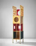 Prototype 'Commode column' by Ettore Sottsass, circa 1963, Oak-veneered wood, oak, maple-veneered wood, painted maple-veneered wood, painted wood, painted steel, sold Oct 2018