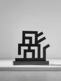 Unique sculpture by Ettore Sottsass, circa 1995, Painted iron, plastic-laminated wood, sold Oct 2018