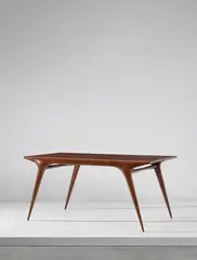 Rare writing desk by Carlo De Carli, circa 1949, Mahogany-veneered wood, mahogany, sold Oct 2018