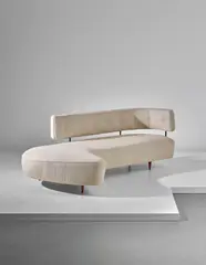 Taichiro Nakai, Rare sofa, designed for the 'Prima Mostra Selettiva', Cantù, circa 1955, Cherry wood, painted metal, fabric
