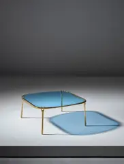 Max Ingrand, Rare low table, circa 1958, Coloured glass, brass, acrylic