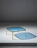 Max Ingrand, Rare low table, circa 1958, Coloured glass, brass, acrylic