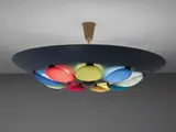 Angelo Lelii, Rare ceiling light, model no. 12452, circa 1955, Painted aluminium, acrylic, brass