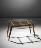 Guido Beretta, Rare coffee table, designed for the Apartment F., Milan, circa 1941, Ash, glass, brass