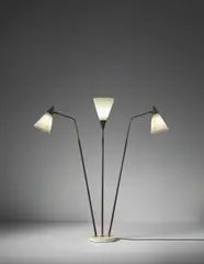 Giuseppe Ostuni, Three-armed adjustable standard lamp, model no. 339, circa 1958, Acrylic, brass, marble