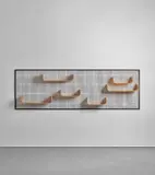 Giancarlo Pozzo, Rare bookcase, circa 1956, Ash bent plywood, painted steel