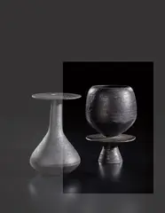 Cup on stand with central disc by Hans Coper, circa 1965, Stoneware, black glaze, offered Oct 2018