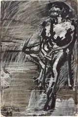 Frank Auerbach, Seated Figure I, 1965, oil, charcoal and crayon on joined paper