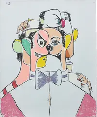 George Condo, The Colorful Tailor, 2008, pastel and acrylic on paper