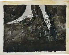 Shoes by Andy Warhol, 1948, ink and acrylic on cardboard, sold Mar 2017