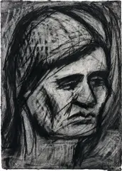 Leon Kossoff, Head of Rosalind, 1977, charcoal on paper