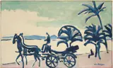 Kees van Dongen, Voiture à Cheval, Cannes, oil on canvas