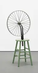 Marcel Duchamp, ‘Bicycle Wheel,’ 1913 Prototype by Richard Pettibone, 1965, painted wood stool, bicycle wheel rim and forks, sold Mar 2017